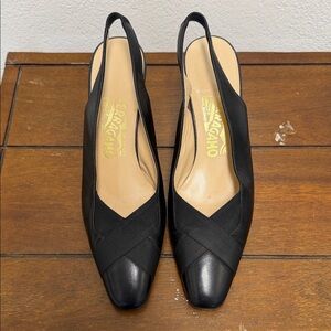 Salvatore Ferragamo Elegant Black Slingback Heels